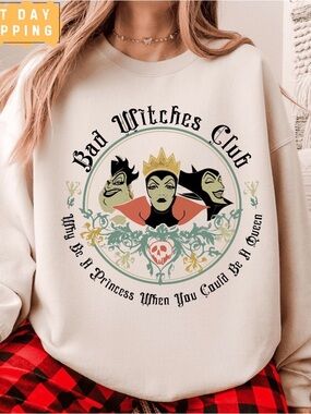 Pink "Bad Witches Club" Graphic Crewneck Sweatshirt
